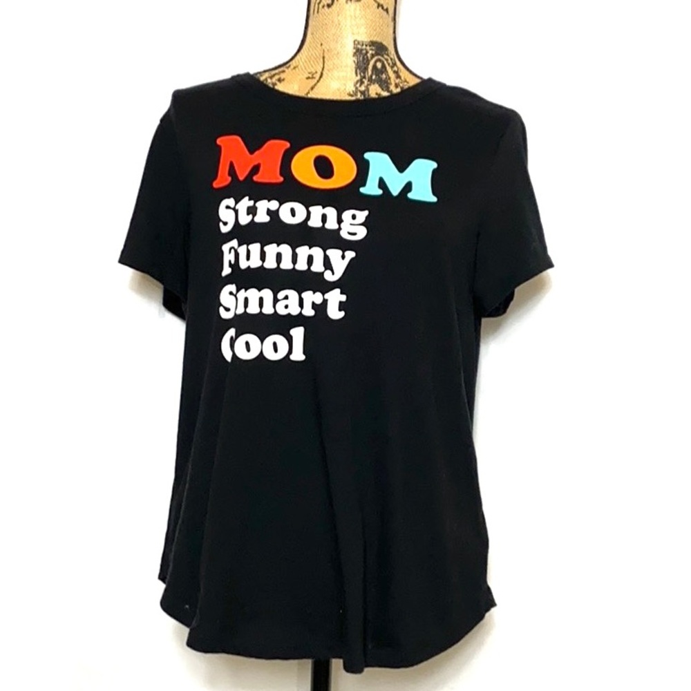 Mom Strong Funny Smart Cool Black Tee L